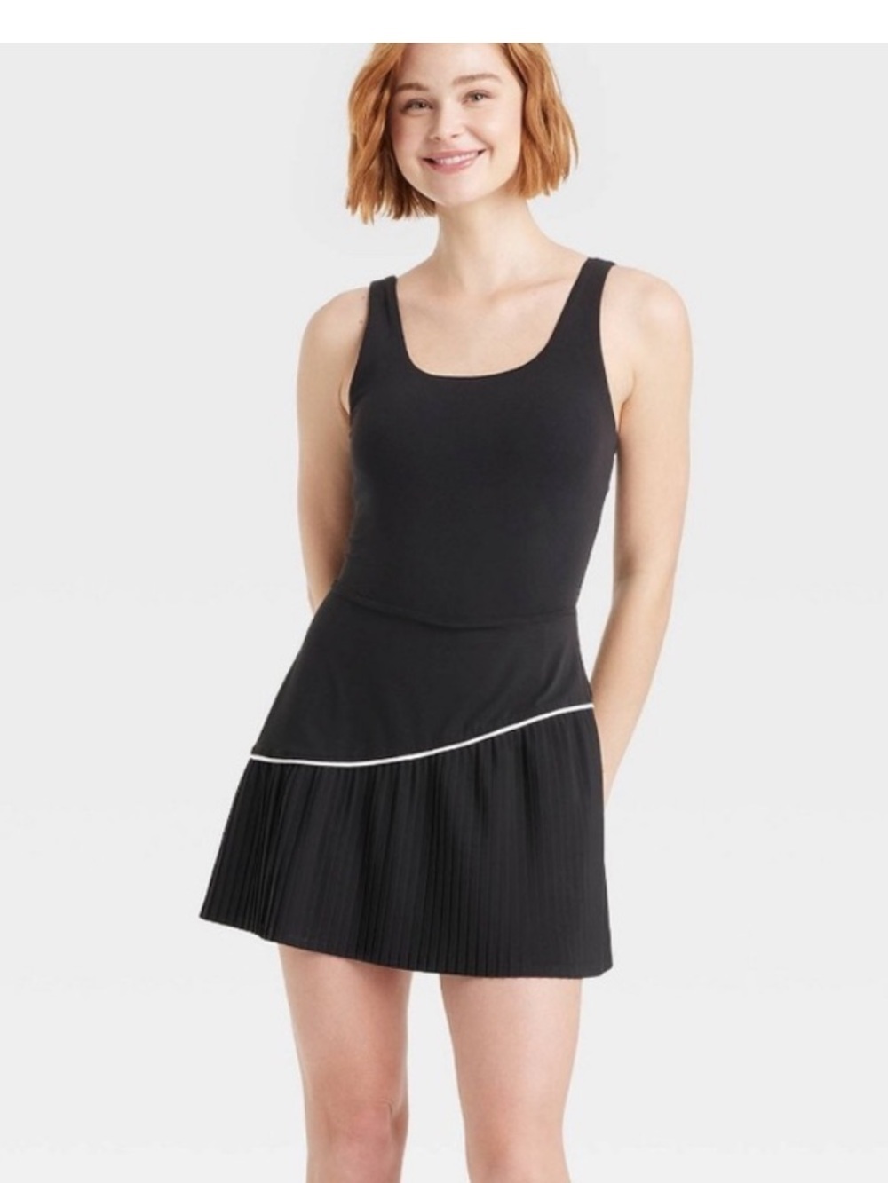 JoyLab NWT Black with White Trim Pleated Athletic Dress Size Small